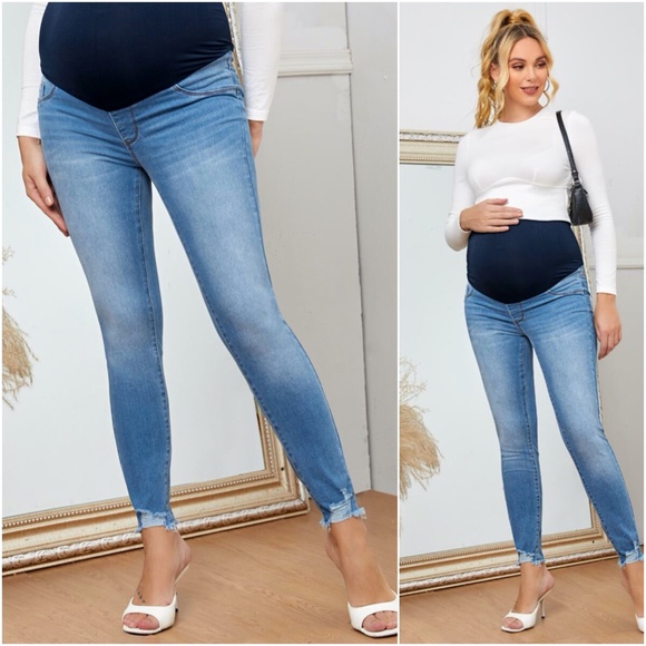 MATERNITY distressed denim skinny jeans dark wash - Picture 6 of 6